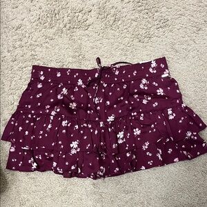 NWT PINK Victoria's Secret Floral Skort with built in shorts- Burgundy and White